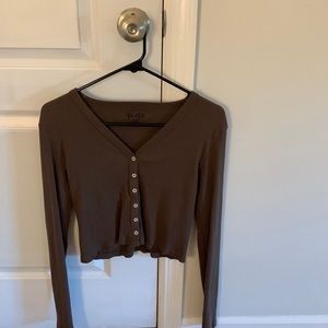 John Galt brown button down shirt